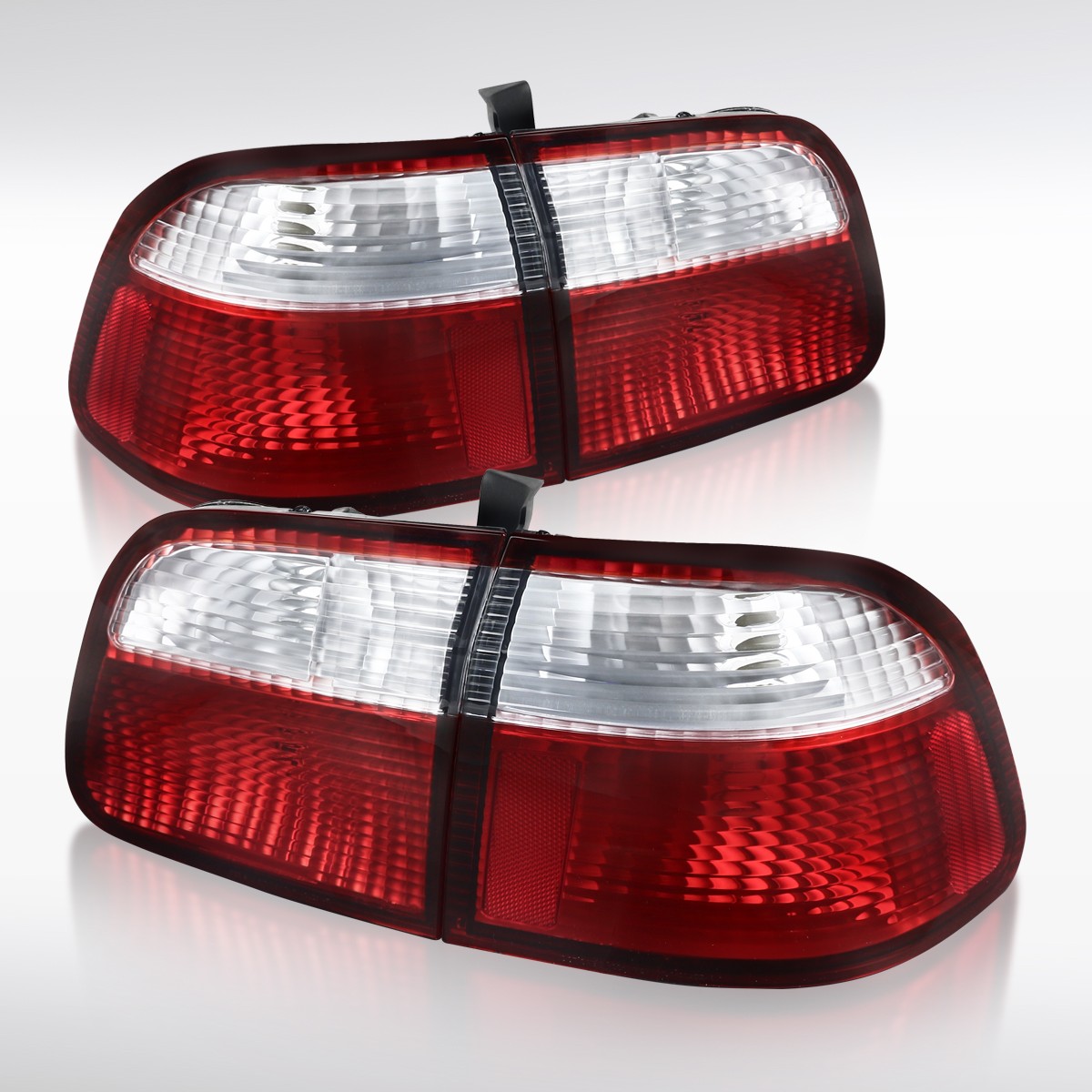 Fit 1999-2000 Honda Civic Sedan Red/Clear Tail lights Brake Lamps Left+Right