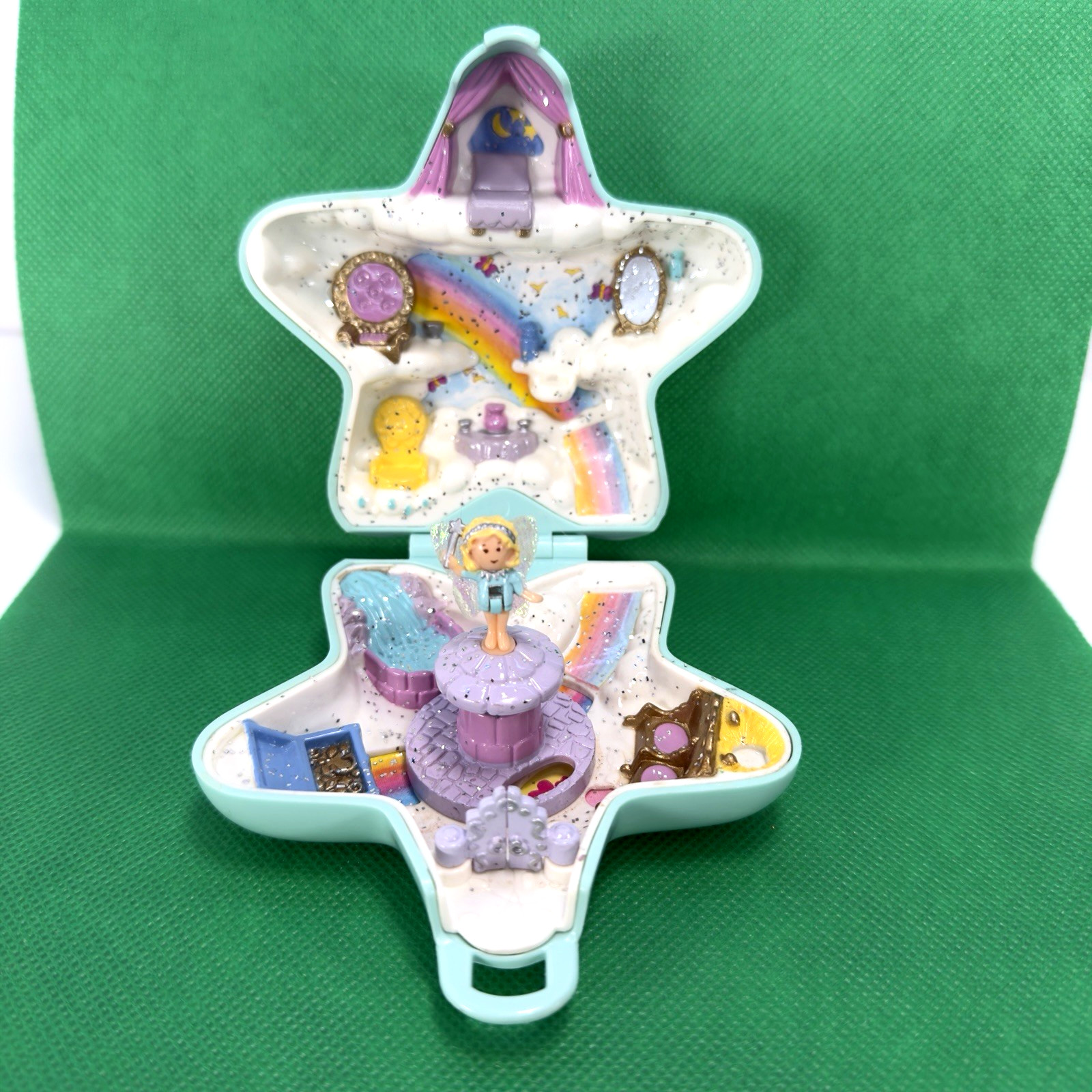 Vintage 1992 Polly Pocket Fairy Light Wonderland Star Compact w/ Fairy Doll