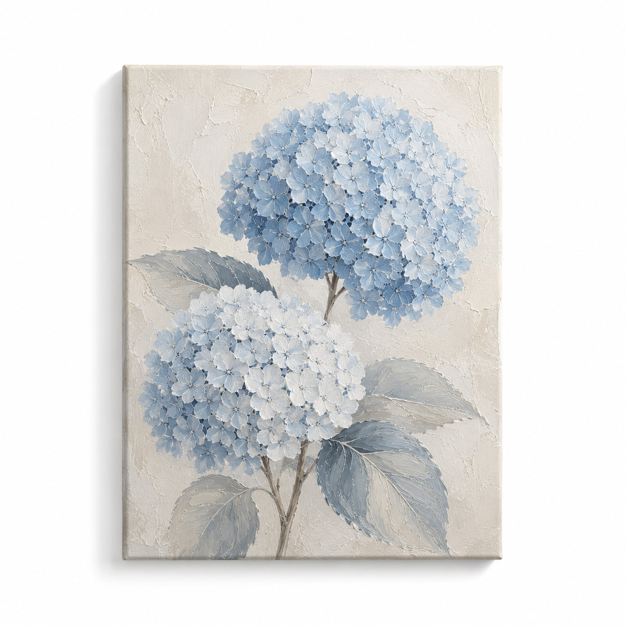 Exquisite Blue Hydrangea Oil Painting – Hand-Painted Textured Art Blue Hydrangea