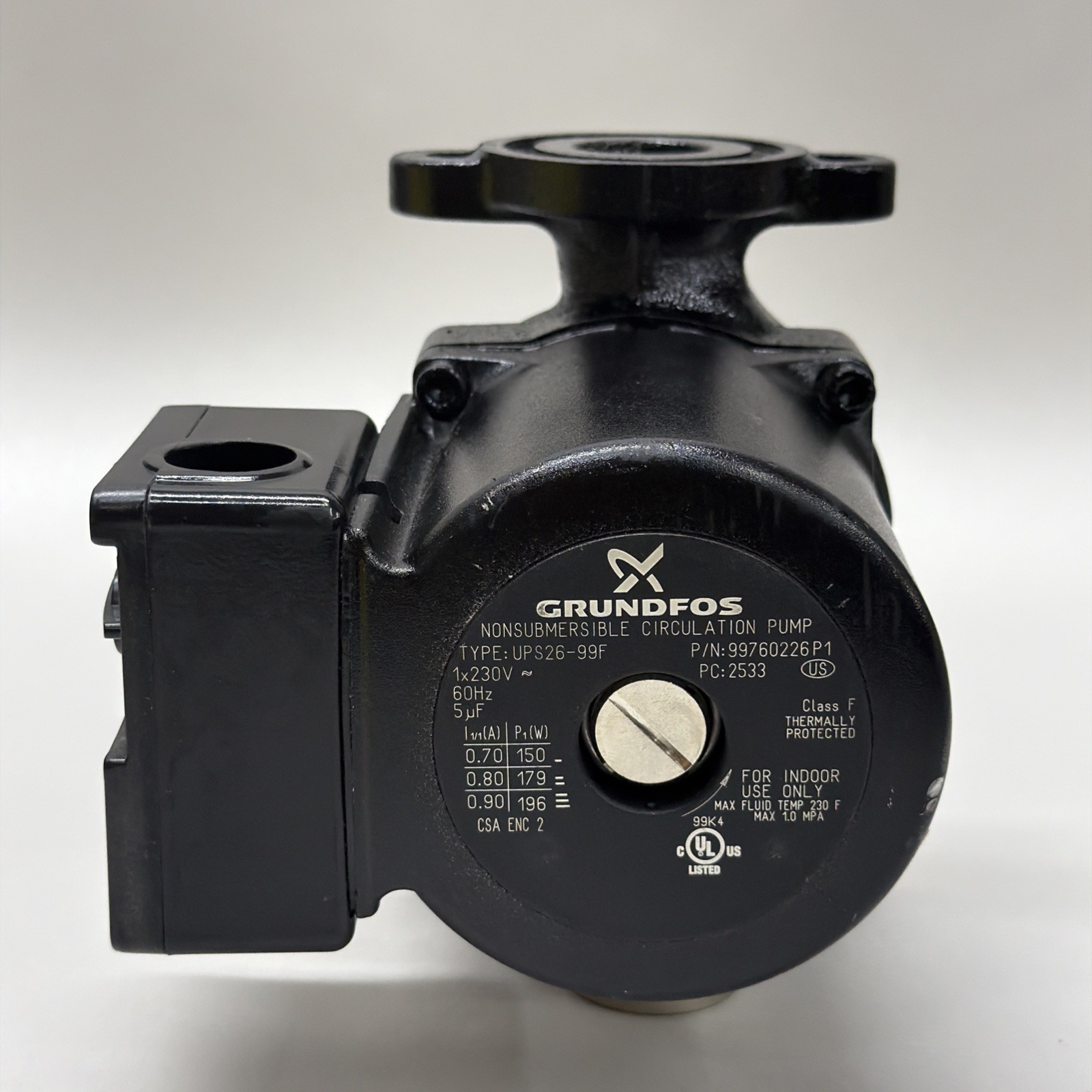 NEW Grundfos Climate Master circulator pump UPS26-99F 115 C 3 Speed (550) No Box NEW Grundfos Climate Master circulator pump UPS26-99F 115 C 3 Speed (550) No Box