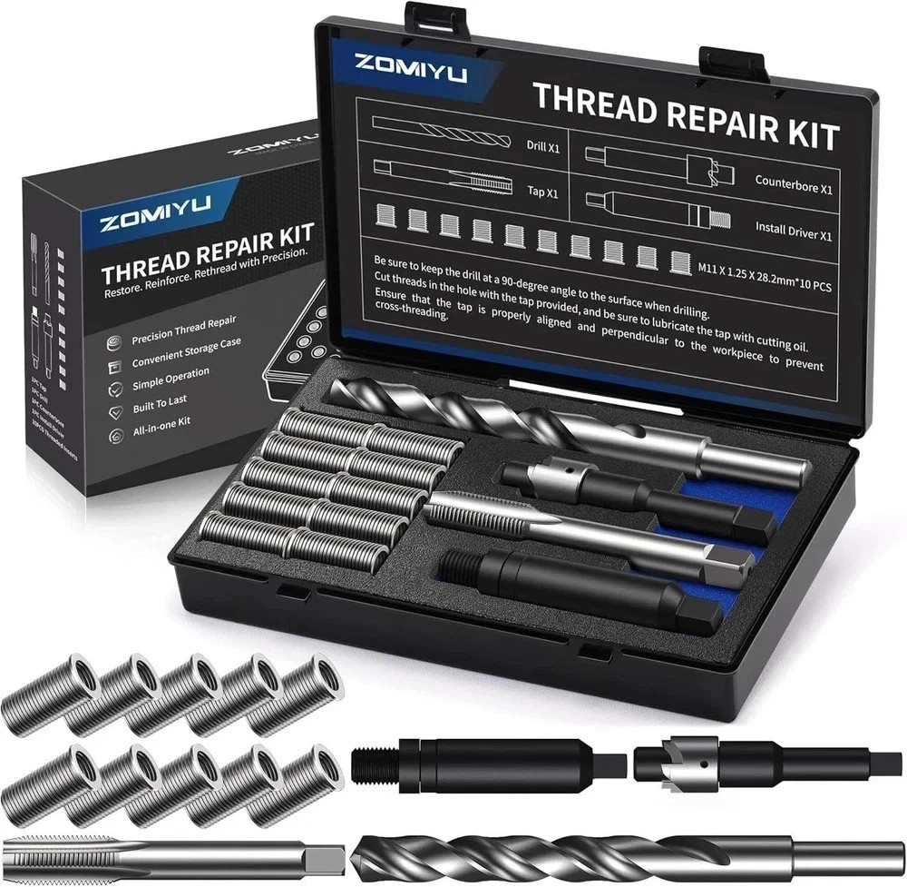 M8x1.0 Metric Thread Repair Kit, One-Piece Inserts (10PCS,11.7mm) M8x1.0 Metric Thread Repair Kit, One-Piece Inserts (10PCS,11.7mm)