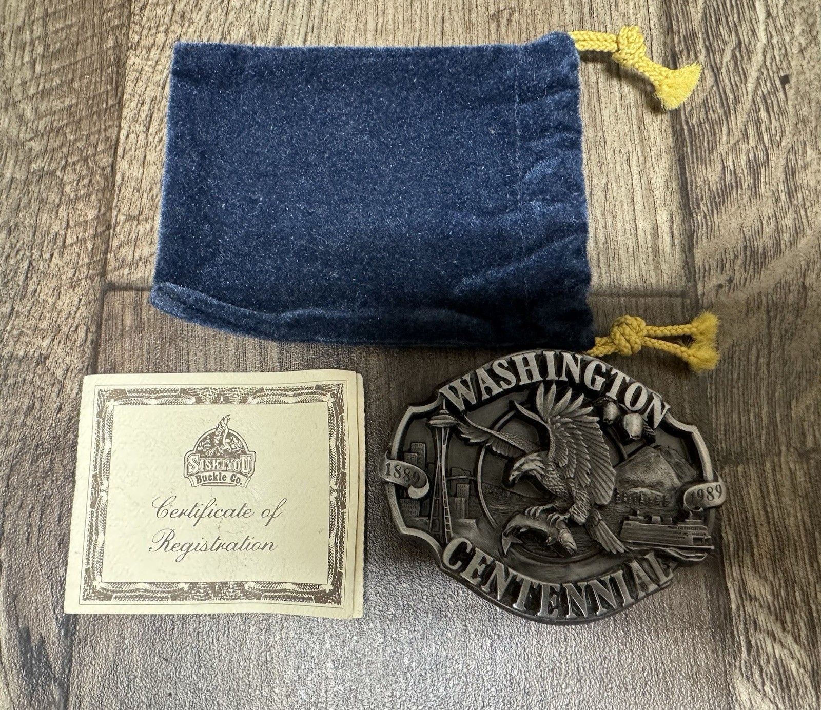 Vtg 1987 SISKIYOU Washington State Centennial Belt Buckle Eagle Limited #1134 Vtg 1987 SISKIYOU Washington State Centennial Belt Buckle Eagle Limited #1134