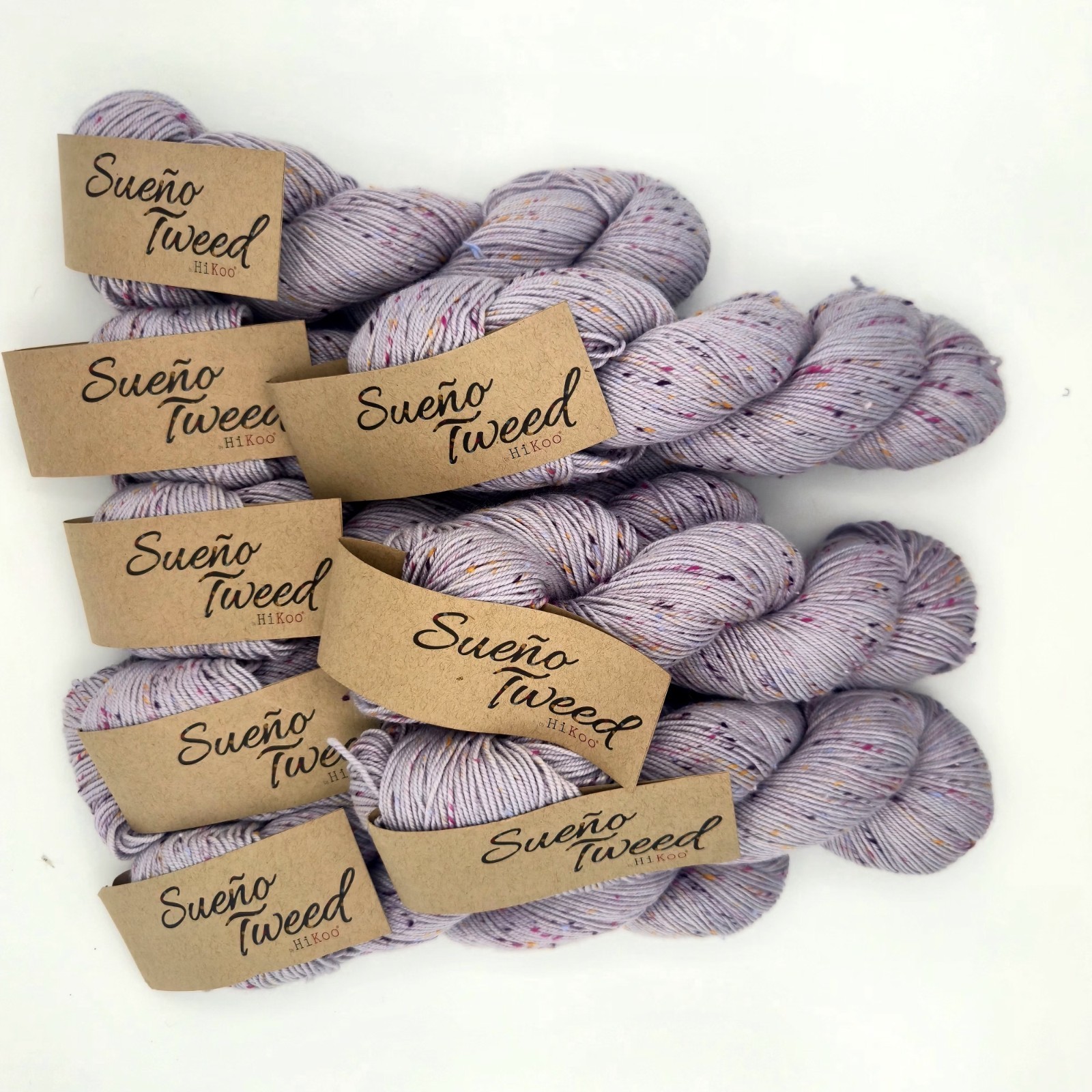 HiKoo Sueño Tweed Yarn Lot of 6 Soothing Silver 1606 Matching Dye Lot DK