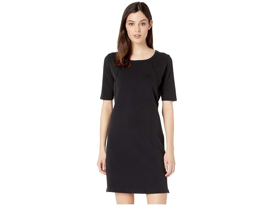Mod-o-doc Women\'s Interlock Black Side Zip Scoop-neck Midi Dress Size S