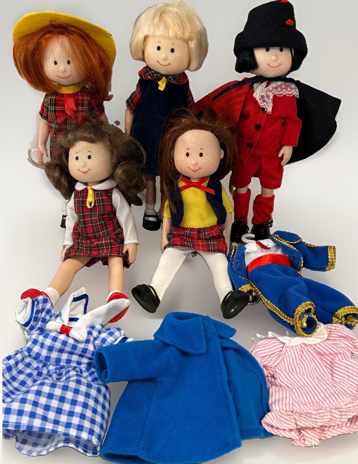 Lot Of 5 Eden Madeline & Friends 8” Dolls Toys With Outfits 1998 Rare