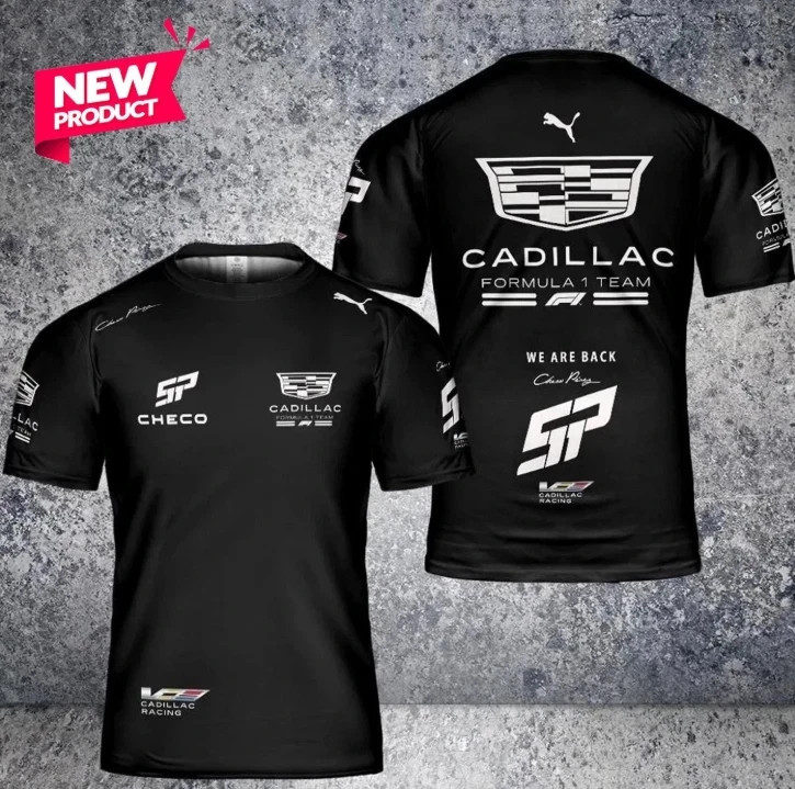 New Custom Name Men's Cadiilllac Racing Black Logo 3D T-Shirt Size S-5XL
