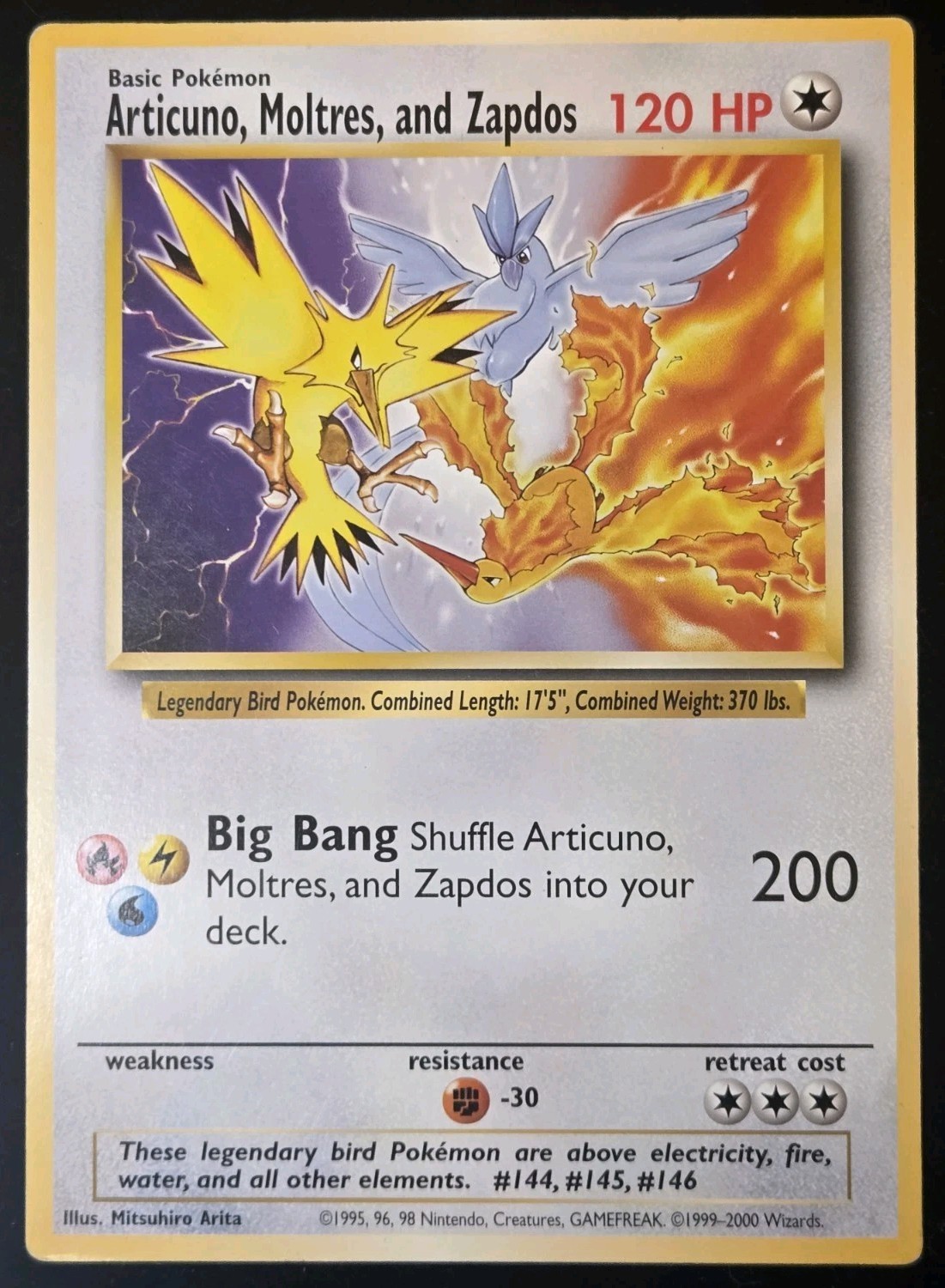 Pokemon Warner Bros Promo Zapdos Articuno Moltres Jumbo Card w/ Toploader - MP Pokemon Warner Bros Promo Zapdos Articuno Moltres Jumbo Card w/ Toploader - MP