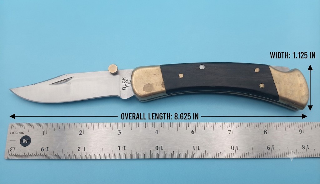 Buck 110 USA Folding Hunter2022 Wood/Brass Lookbac Pocketknife w/ Sheath