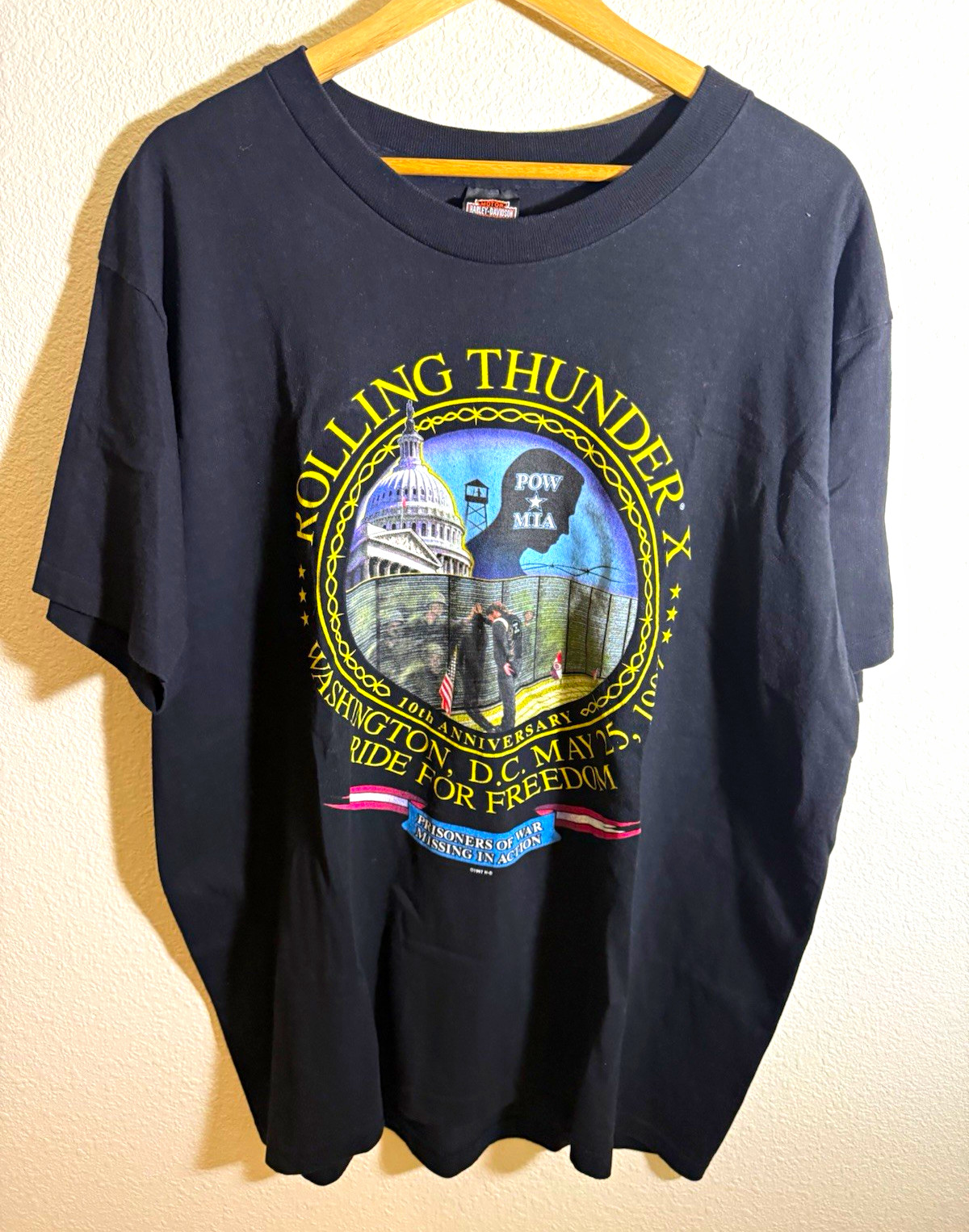Vintage Harley Davidson Rolling Thunder X 1997 Single Stitch T-Shirt Large