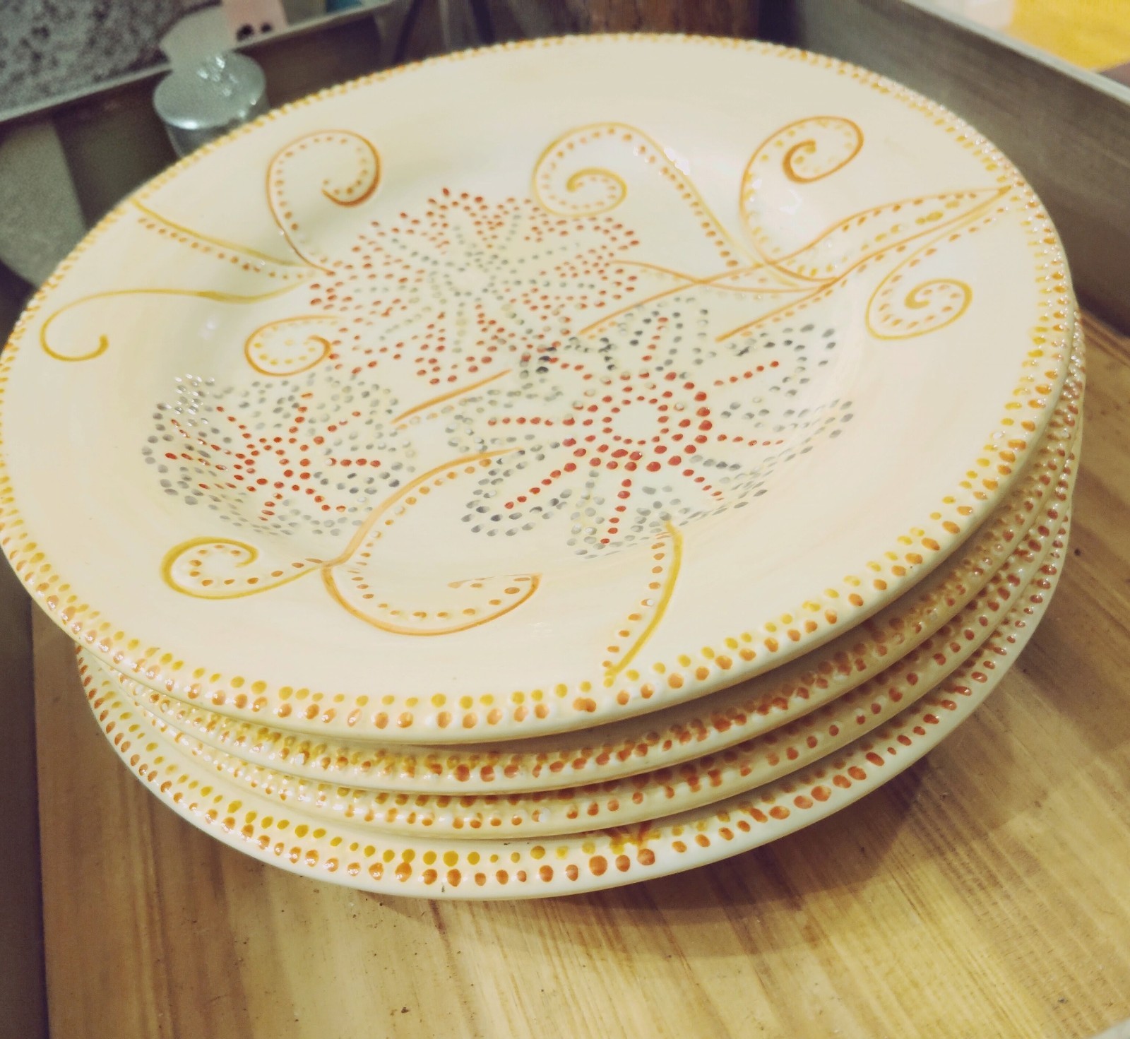 Pier One Floral Dot plates set of 4