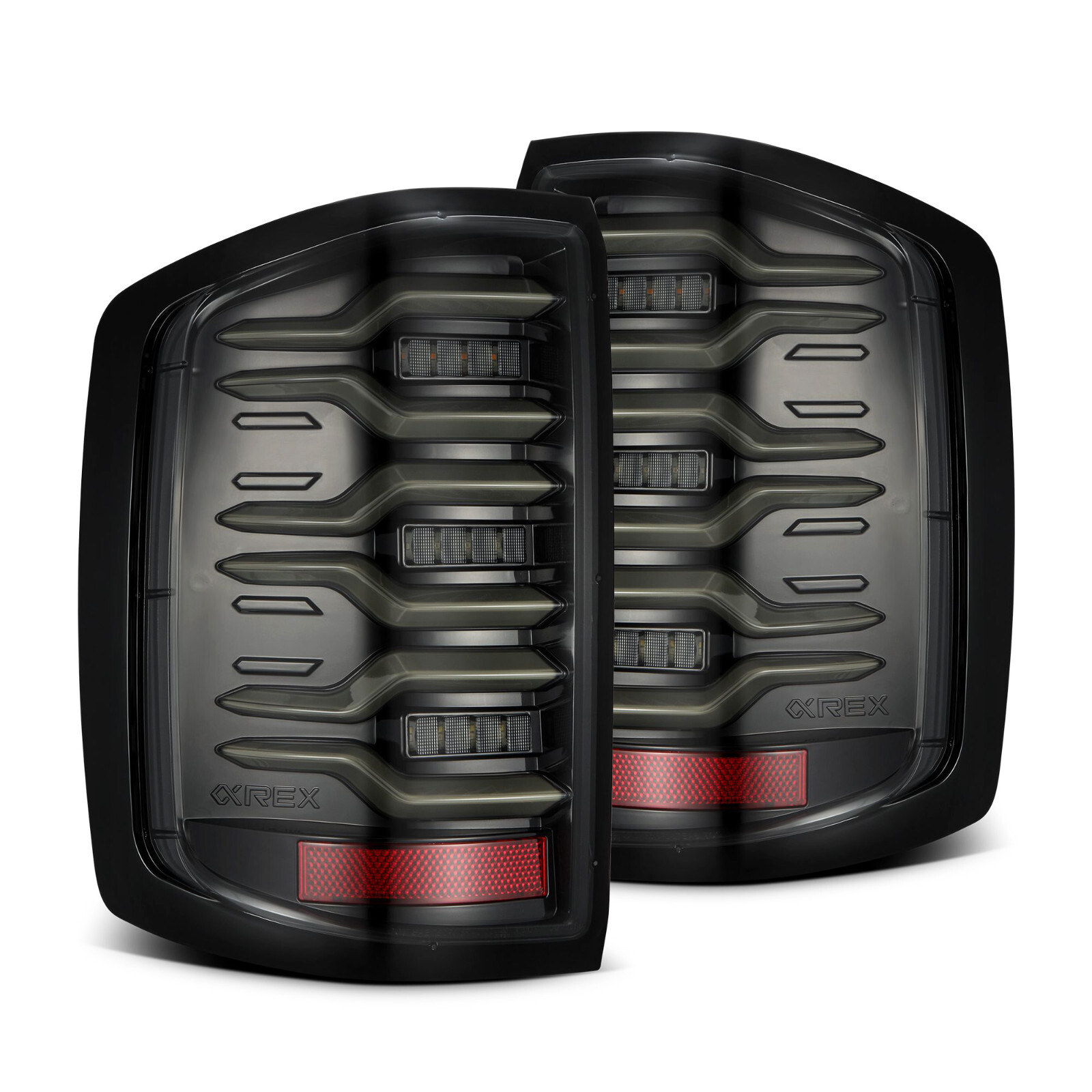 For 15-18 Chevrolet Silverado Sequential LED Luxx Alpha Black Tail Lights Lamps