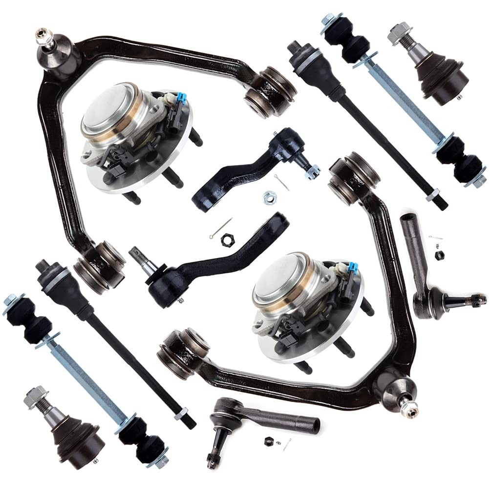 14pcs Front Suspension Kit Upper Control Arm Ball Joint Tie Rod Sway Bar GM 1500
