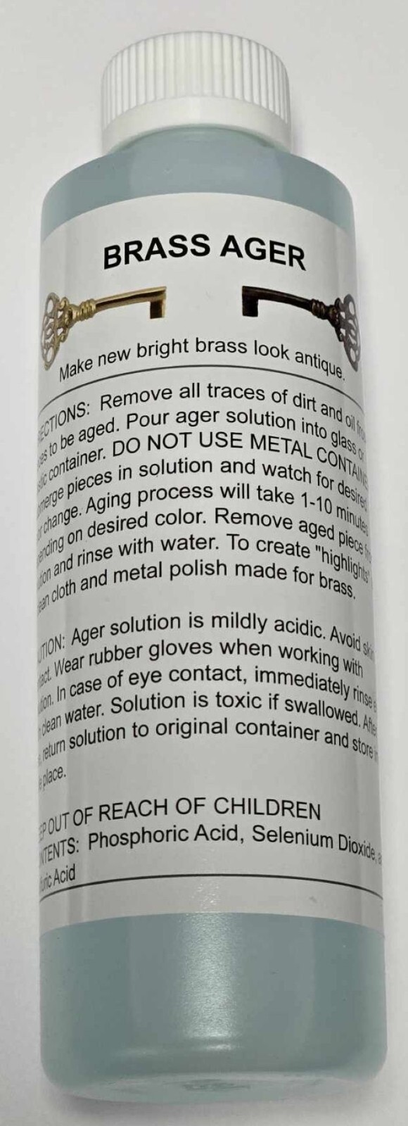 Brass Ager Darkening Solution Antique Vintage Old Dull Patina Rustic, 8 Oz.