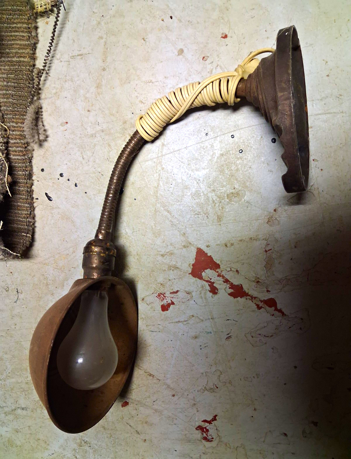 Eagle 1920s Art Deco Antique Metal Gooseneck Wall Sconce, Brown, Rewired