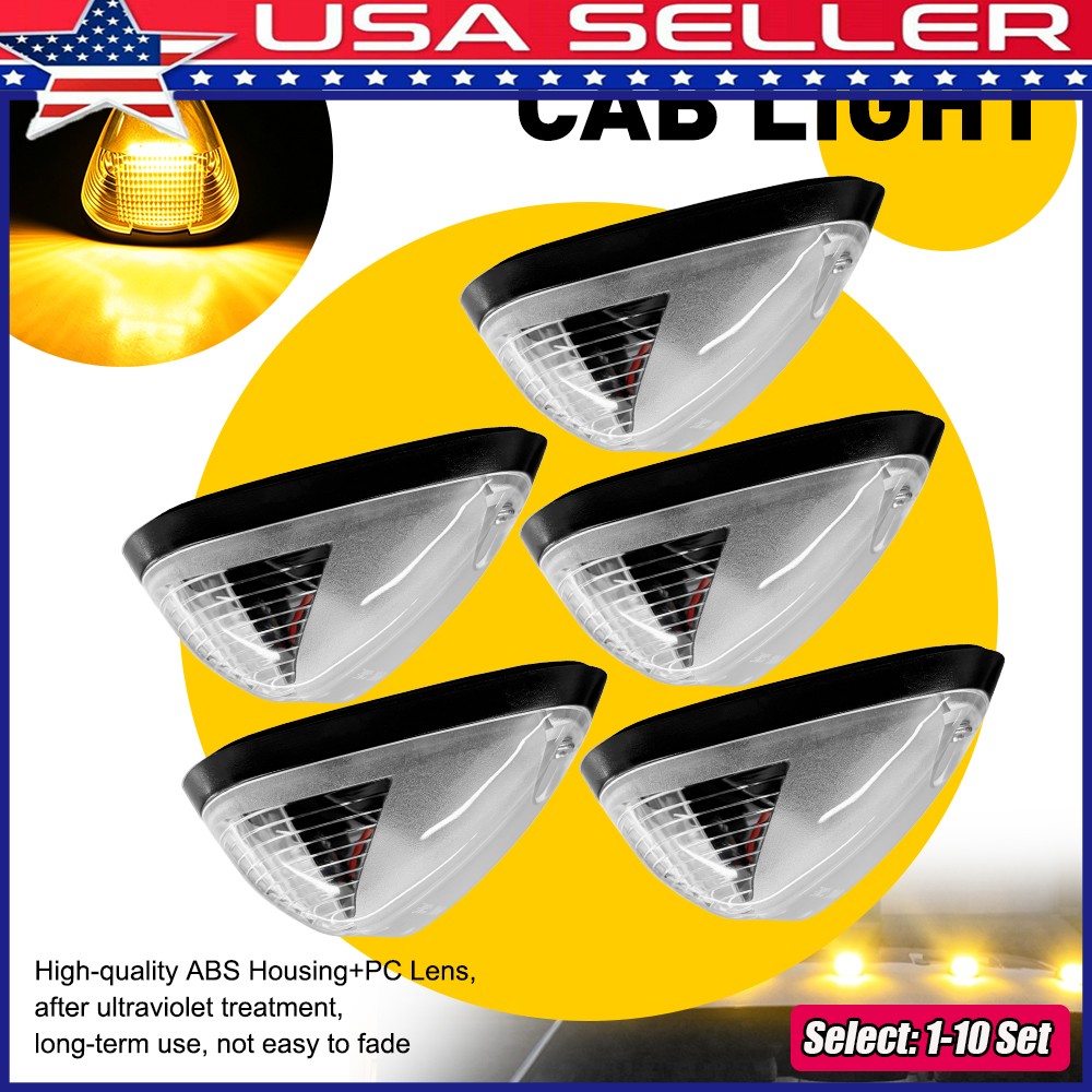 1-10xClear Amber LED Cab Roof Marker Light For 05-07 Ford E-150 E-250 E-350 E450