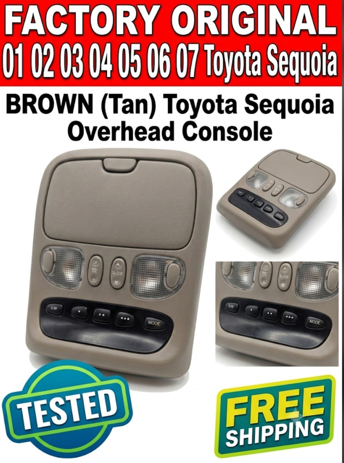OEM 01 02 03 04 05 06 07 Toyota Sequoia Dome Reading Lamp Light Panel Brown✅