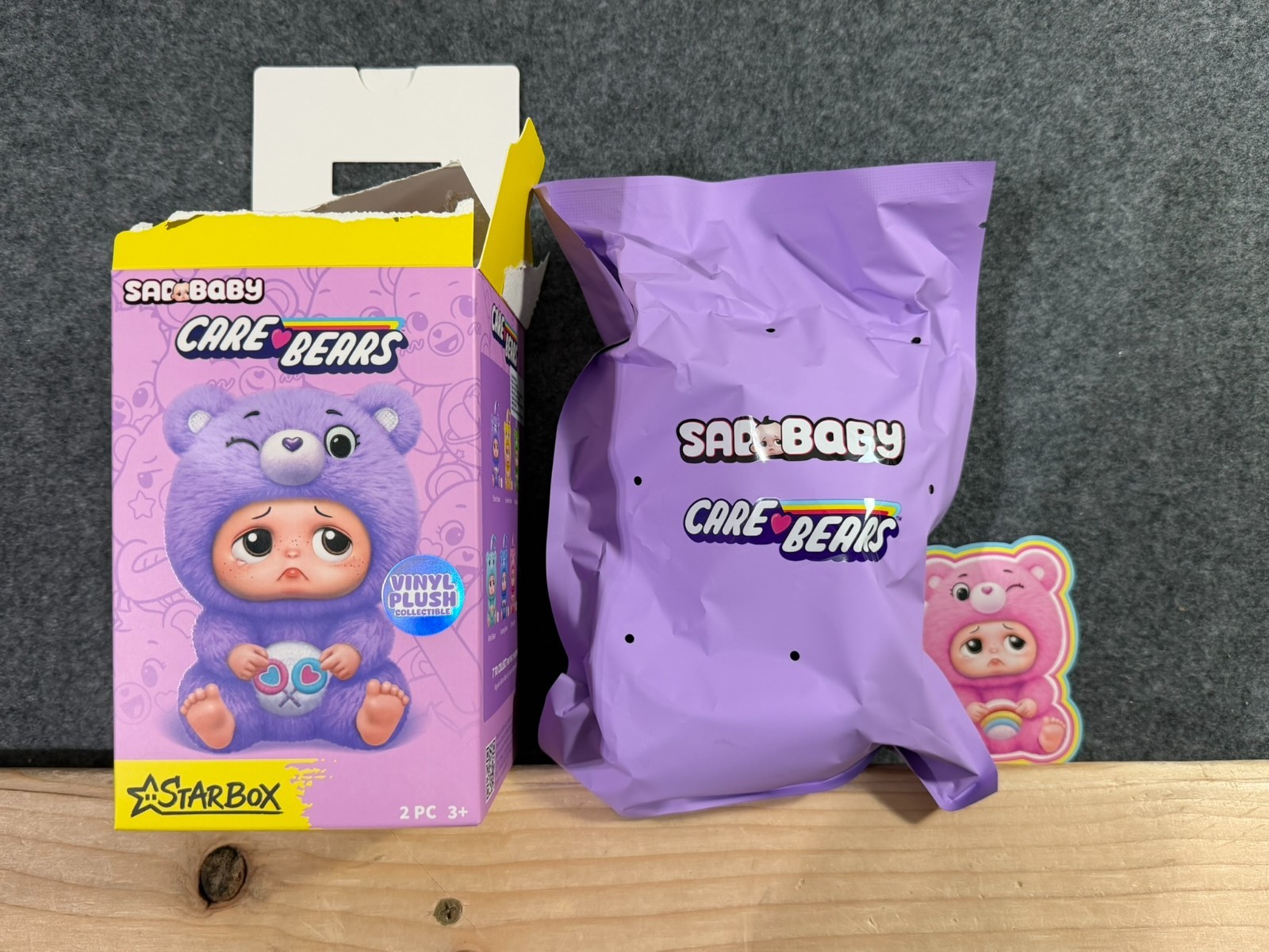StarBox Sad Baby Care Bears CHEER BEAR Vinyl Plush Open Box Sealed Bag