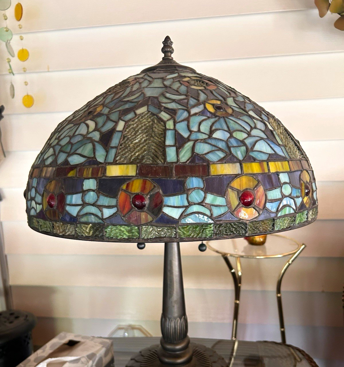 Tiffany Style Stained Glass Table Lamp Multicolor Mosaic Shade Switch