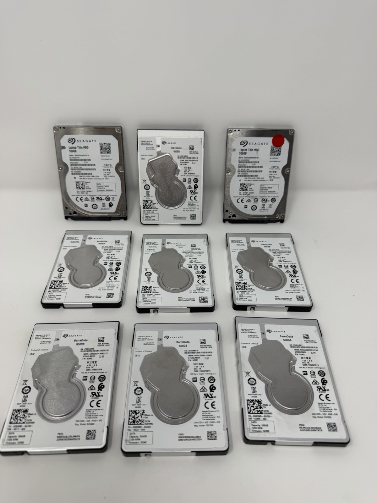 Lot 9 Seagate 500GB 2.5” SATA HDD Laptop Hard Drives SMART Tested Good 4.5TB