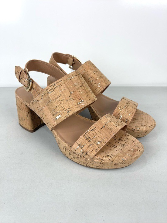 NWT Aerosoles Camilia Platform Sandals Women’s Size 9 Cork Gold Fleck Round Toe