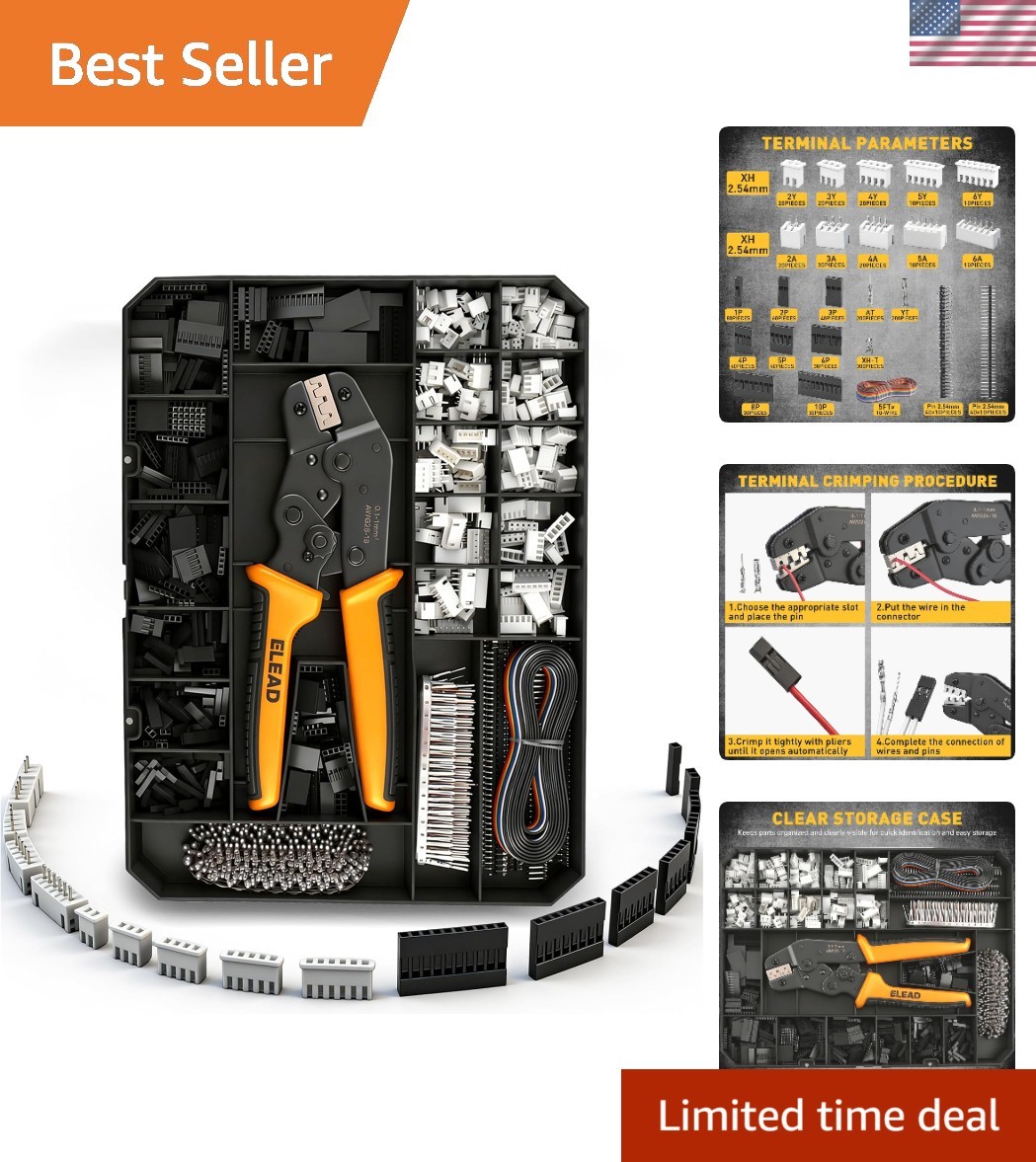 2020-Piece JST XH 2.54mm Connector Kit with Ratcheting Crimping Tool, 1P-10P ... 2020-Piece JST XH 2.54mm Connector Kit with Ratcheting Crimping Tool, 1P-10P ...