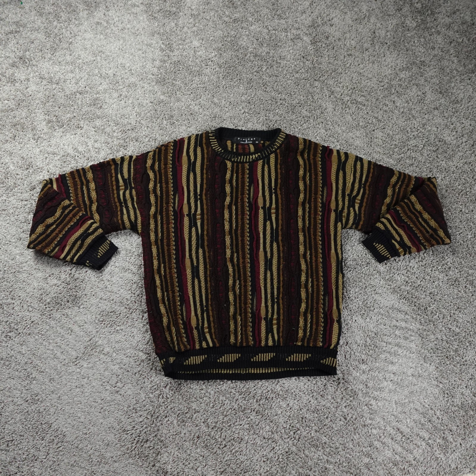 Protege Sweater Mens Medium Coogi Style 3D Knit Multicolor Medium Abstract Protege Sweater Mens Medium Coogi Style 3D Knit Multicolor Medium Abstract