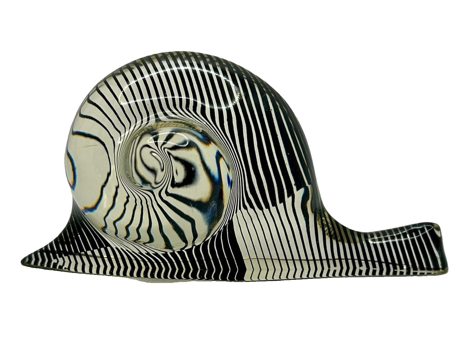 Vintage Abraham Palatnik Snail Op-Art Kinetic Lucite Sculpture Clear/Black Geo