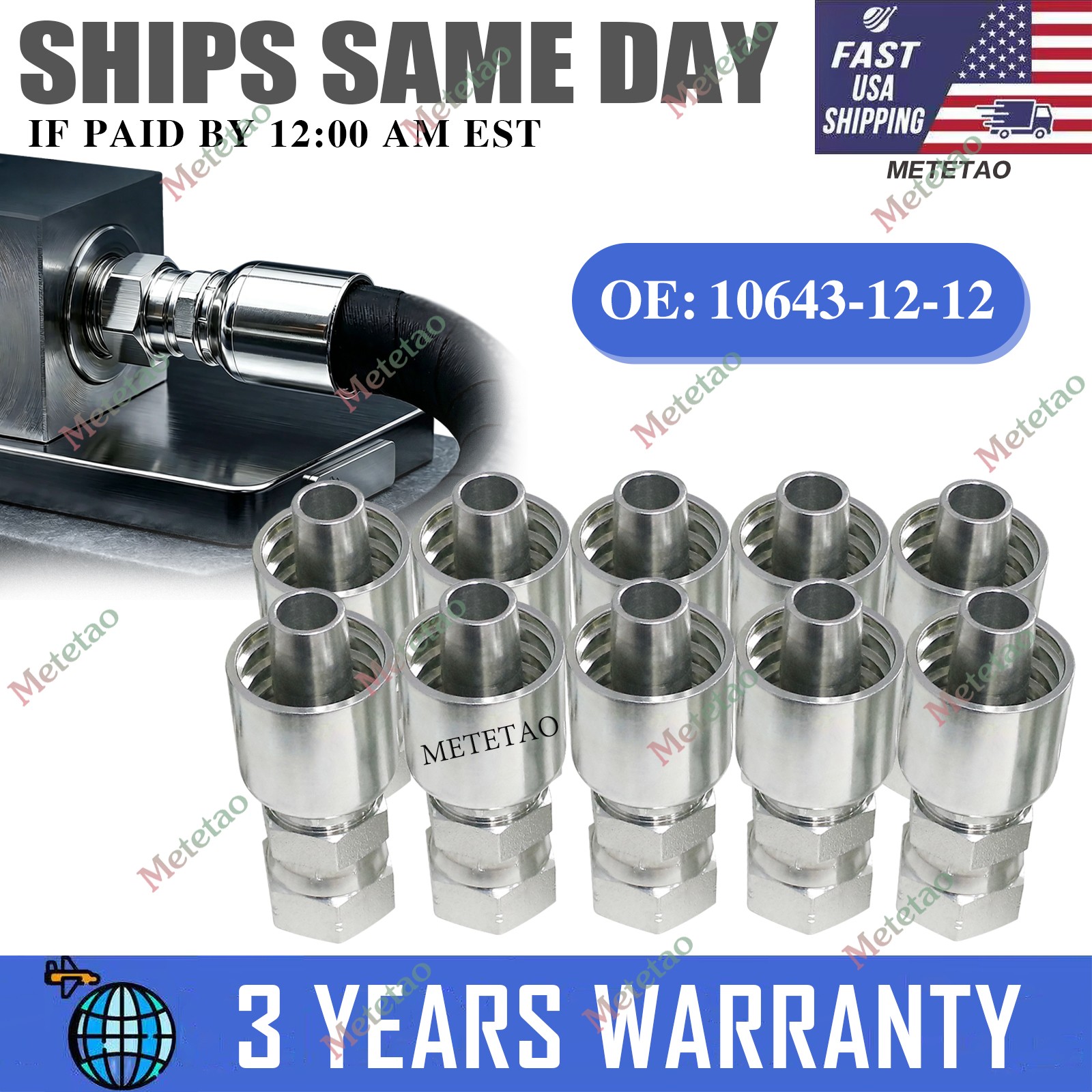 10PCS 10643-12-12 HYDRAULIC HOSE FITTINGS For Parker  3/4