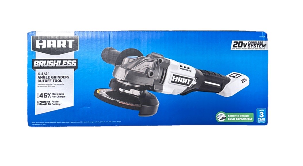 HART 20V Brushless 4-1/2” Cordless Angle Grinder /Cutoff Tool (HPAG25) TOOL ONLY