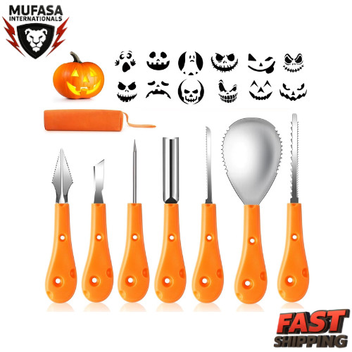 Greatever 7Pc Halloween Pumpkin Carving Kit Heavy Duty Stainless Steel Set
