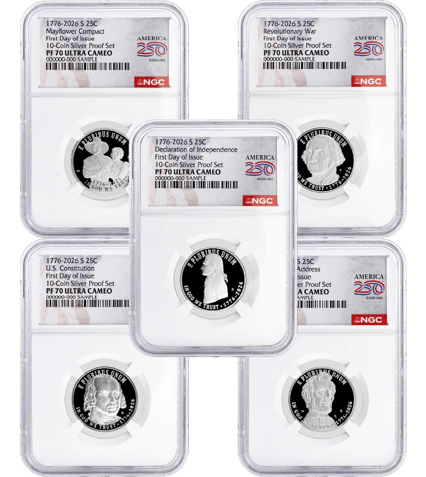 2026 S Silver Proof 5-Quarter Set NGC PF70 UCAM First Day of Issue America 250 2026 S Silver Proof 5-Quarter Set NGC PF70 UCAM First Day of Issue America 250