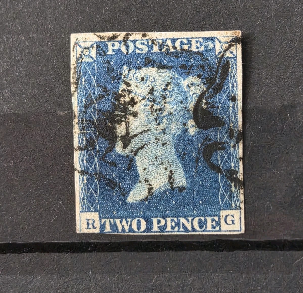 GB QUEEN VICTORIA SG 5 2D BLUE, 3 MARGIN, BLACK MALTESE CROSS CANCEL 