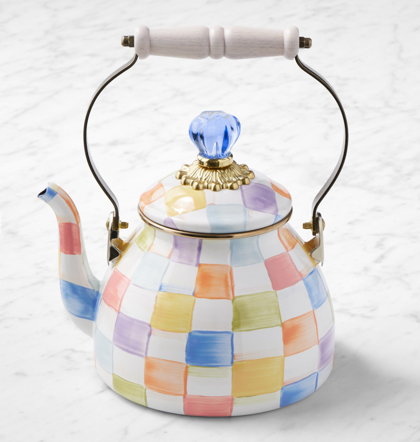 MacKenzie-Childs Confetti Check Tea Kettle, 2-Qt. NEW