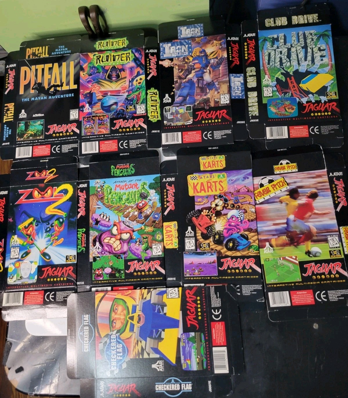 Atari Jaguar Box Only Lot (9) Pitfall Zool 2 Iron Soldier Mutant Penguins Atari Jaguar Box Only Lot (9) Pitfall Zool 2 Iron Soldier Mutant Penguins