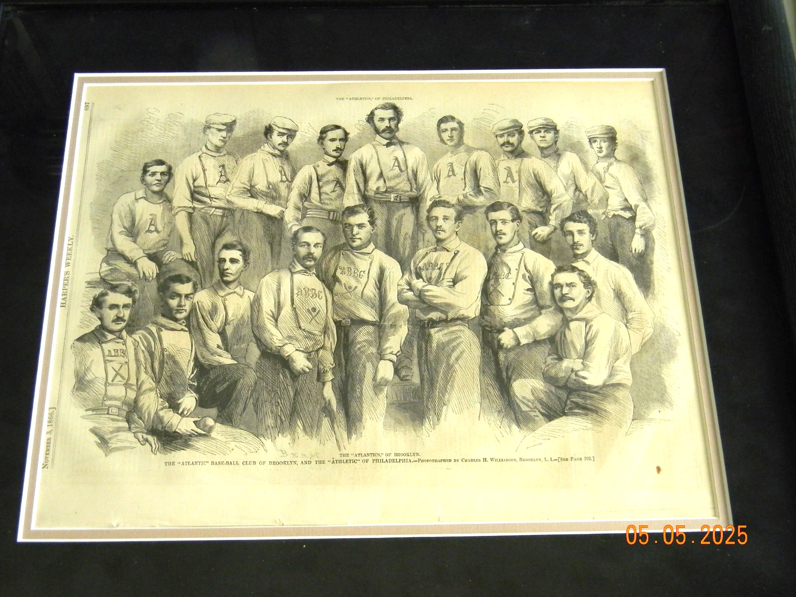 Harpers Weekly Nov 1866 Baseball Teams Woodcut