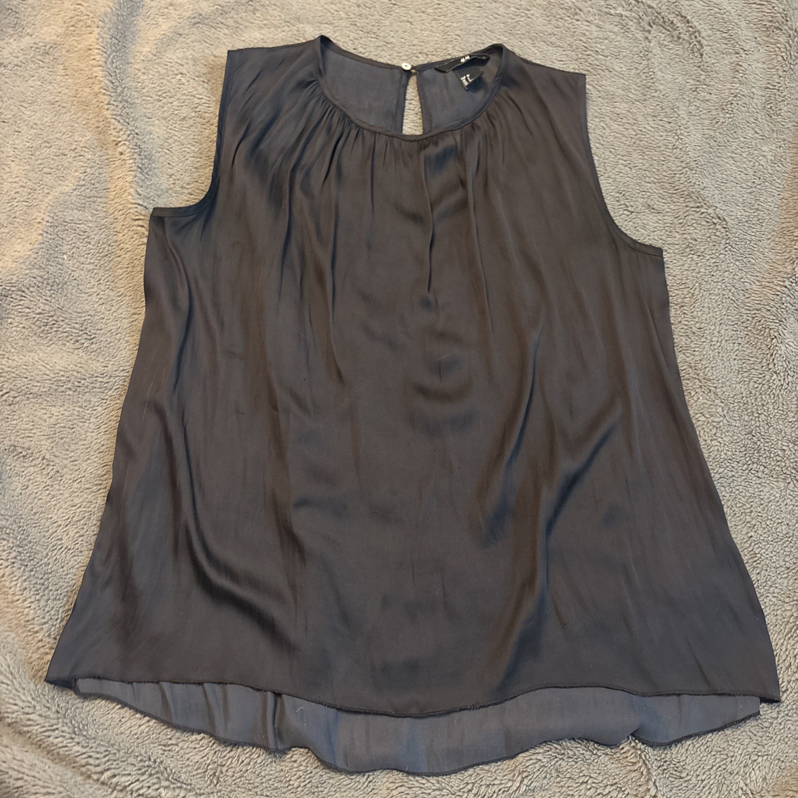 H&M Dark Grey Satin Blouse Women’s Size 10 New Without Tags