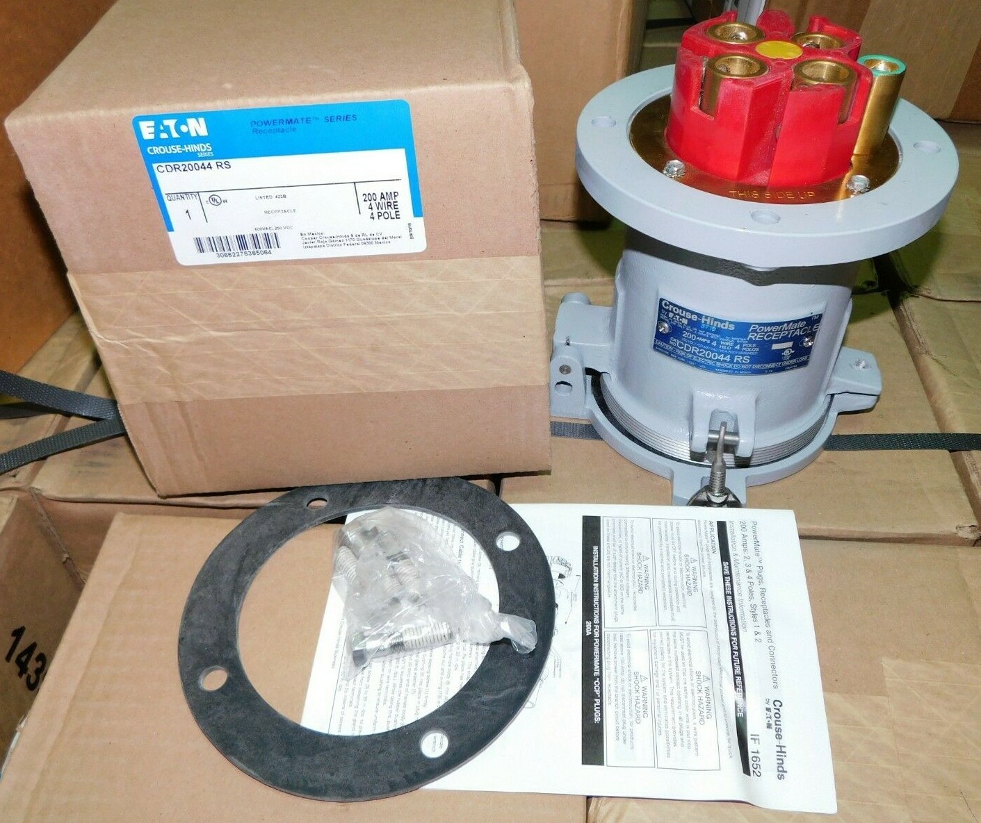 NEW CROUSE HINDS CDR20044RS 200A 4 Wire 4 Pole Pin Sleeve PowerMate RECEPTACLE 