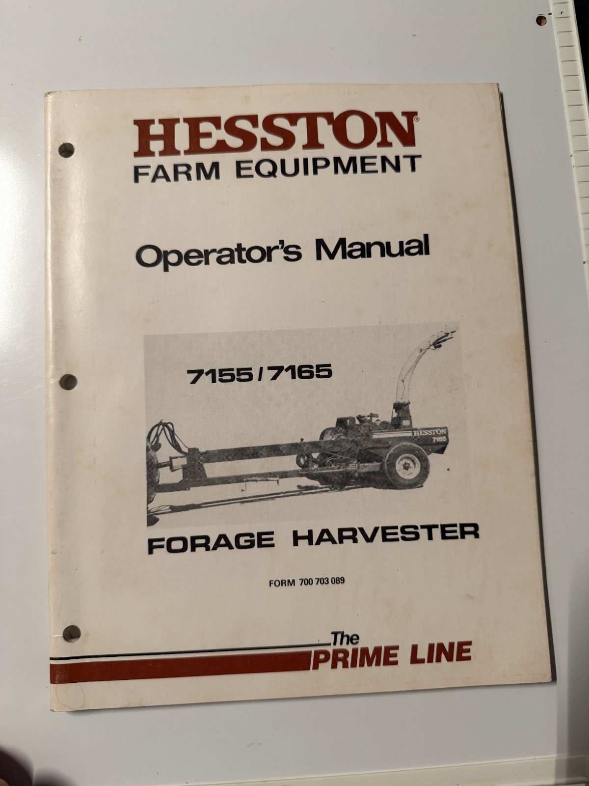 VTG HESSTON FARM EQUIPMENT Forage Harvester 7155/ 7165 OPERATOR\'S MANUAL 