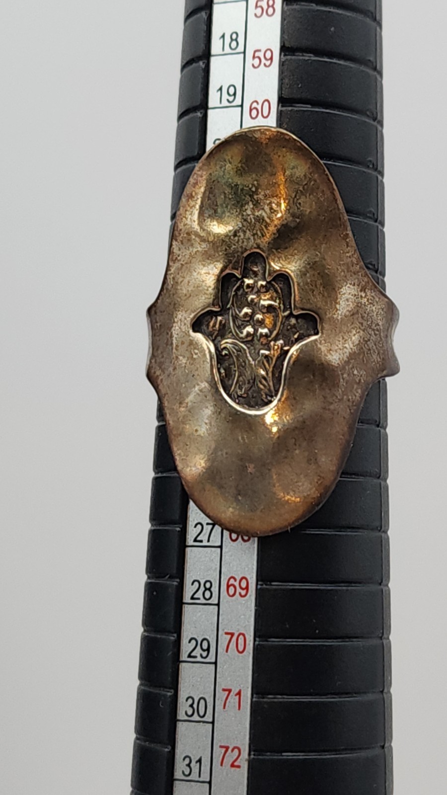 Vintage Israeli 925 Sterling Silver Hamsa Hand Statement Ring – Size 10