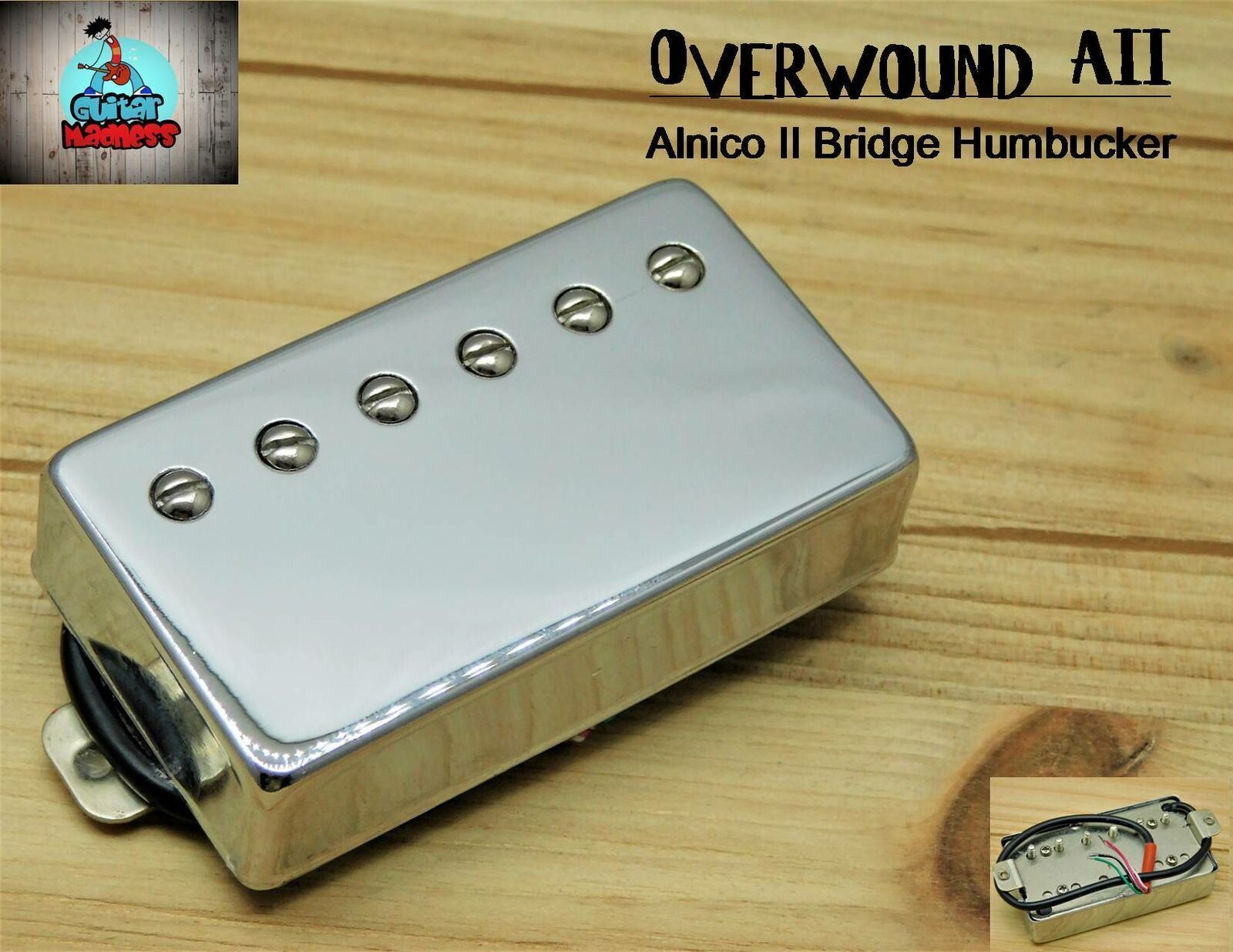 G.M. Overwound Alnico II Bridge Pickup Chrome Covered, Nickle Silver Base plates
