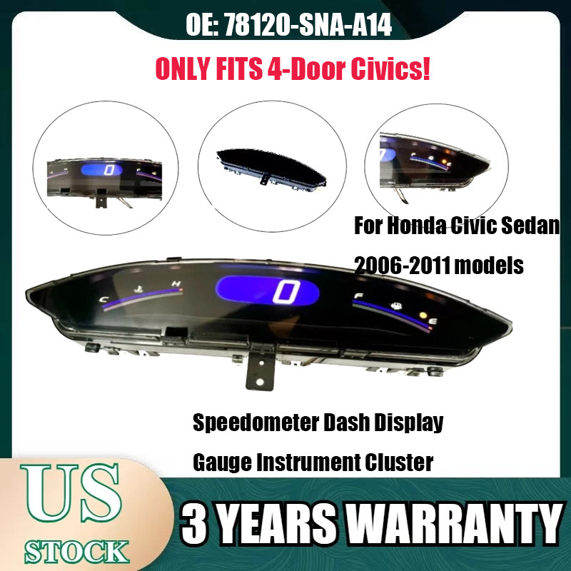 Speedometer Upper Dash Display Gauge Instrument Cluster For 06-11 Honda Civic US