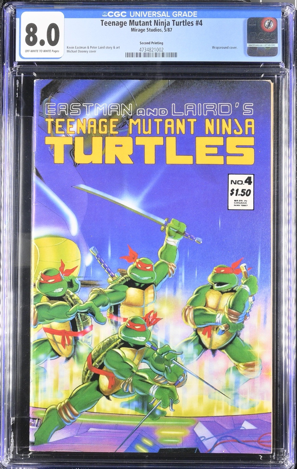 Teenage Mutant Ninja Turtles #4 Mirage Studios 2nd Print 5/87 CGC 8.0 Teenage Mutant Ninja Turtles #4 Mirage Studios 2nd Print 5/87 CGC 8.0