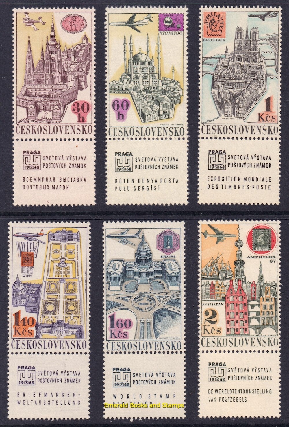 EBS Czechoslovakia 1967 - PRAGA'68 - City Views - Michel 1738-1743 - MNH**