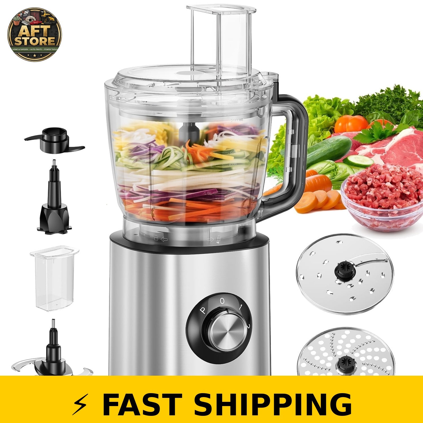 TINANA 6-in-1 Food Processor 10 Cup 1000W Electric Chopper TINANA 6-in-1 Food Processor 10 Cup 1000W Electric Chopper