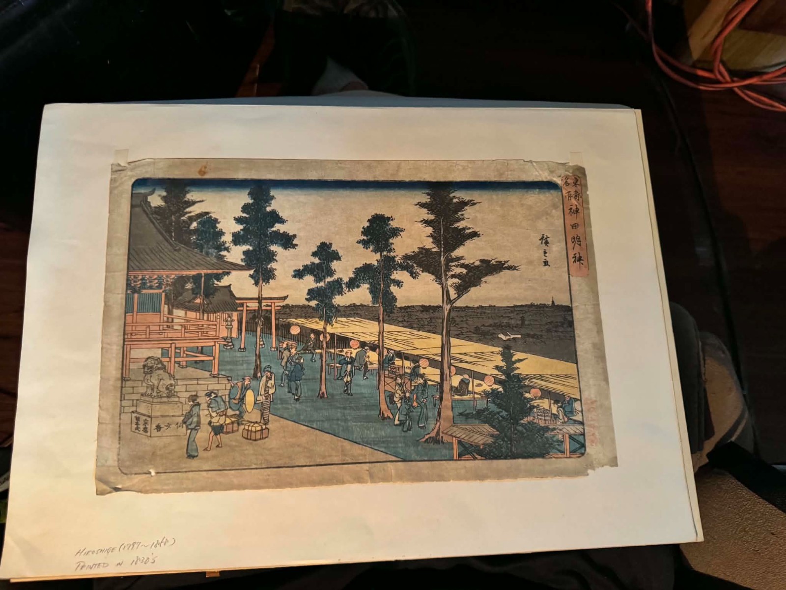 Antique Japanese Woodblock Print Hiroshige Kanda Myojin Shrine Edo Series Art