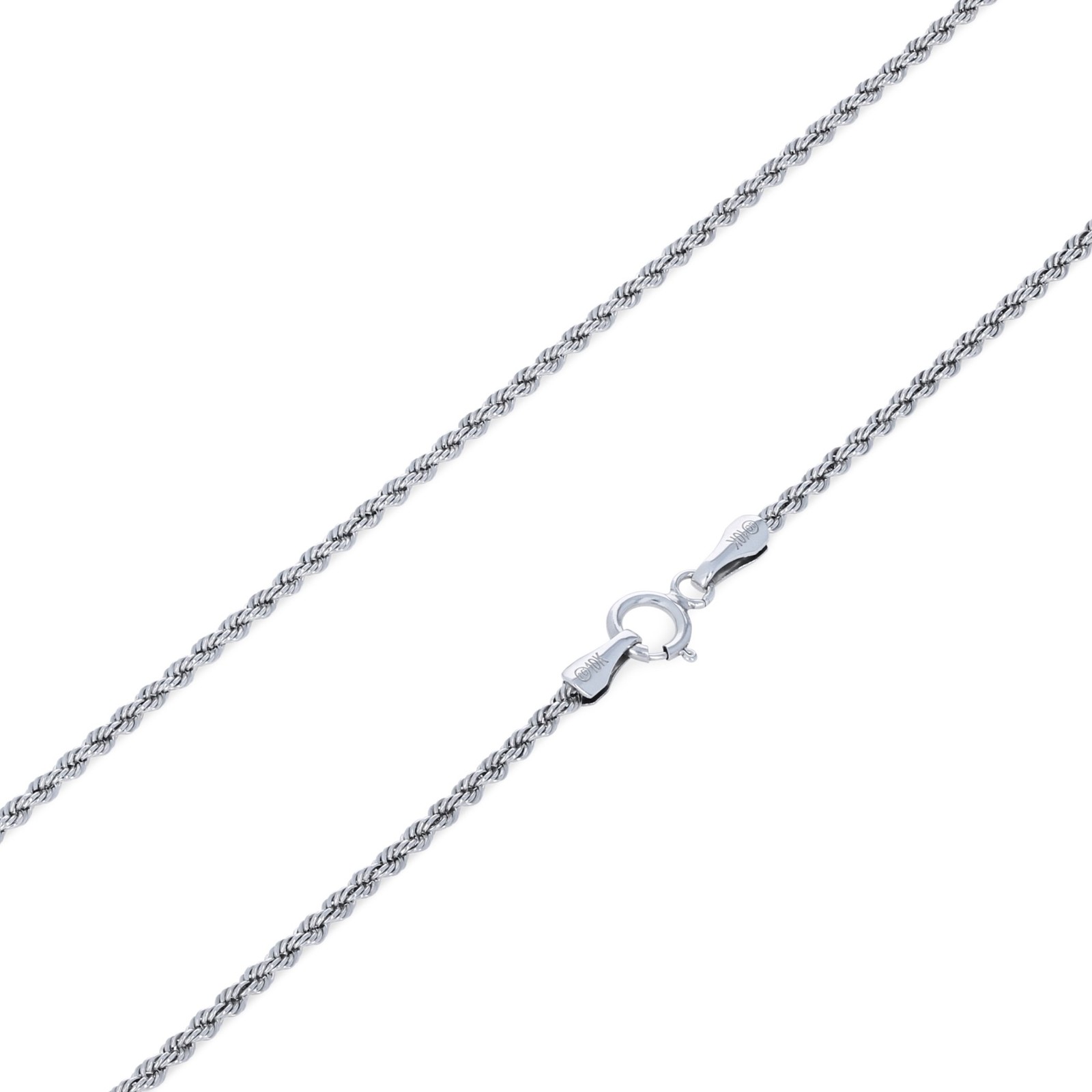 10K White Gold 1.5mm-7mm Diamond Cut Rope Chain Necklace Mens Womens 16\