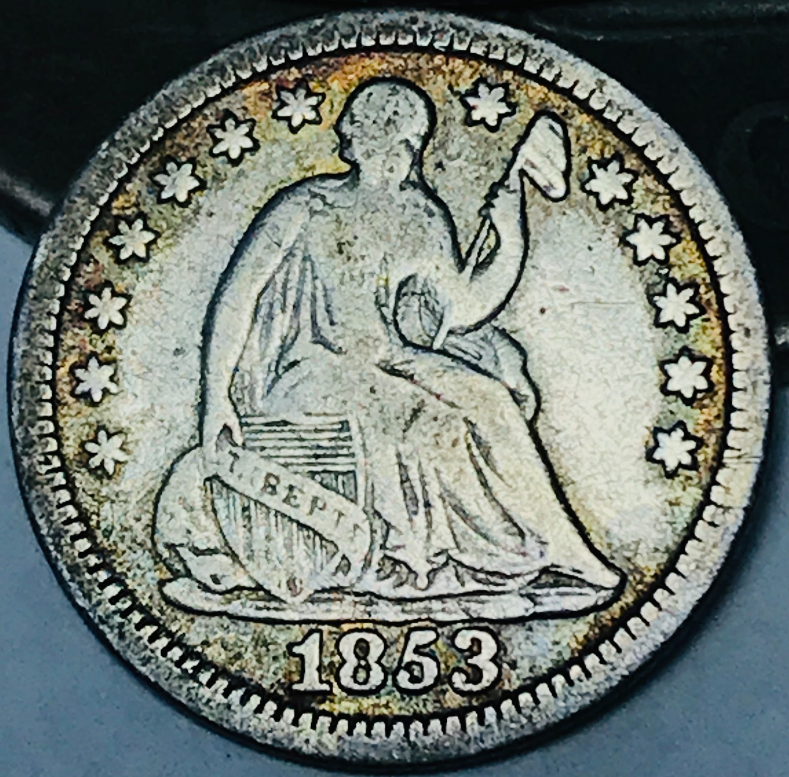 1853 Seated Liberty Half Dime 5C NO ARROWS Ungraded 90% Silver US Coin CC29135