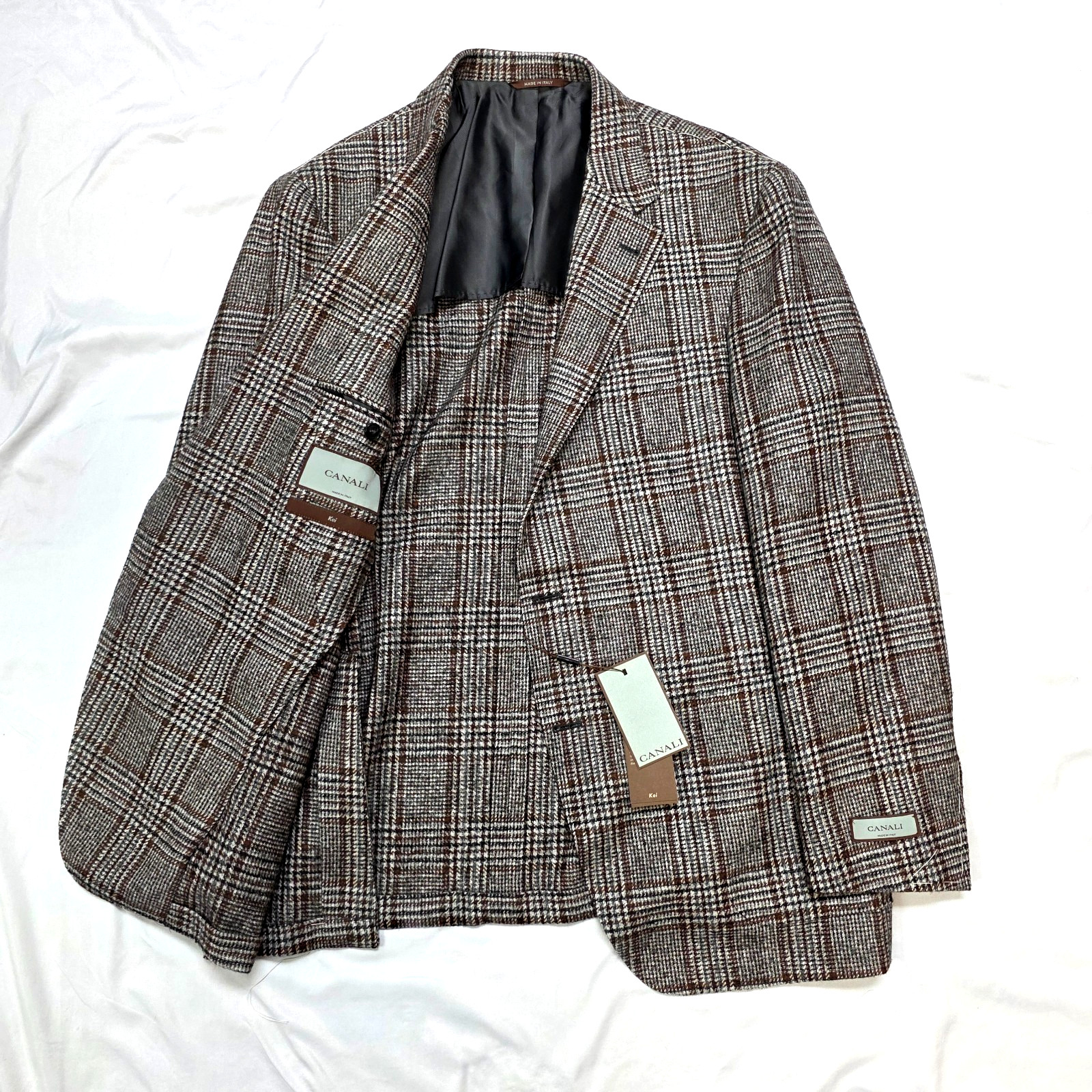$2403 CANALI KEI Check Wool BABY ALPACA Blend Sport Jacket Men 48 R EU 58 Brown