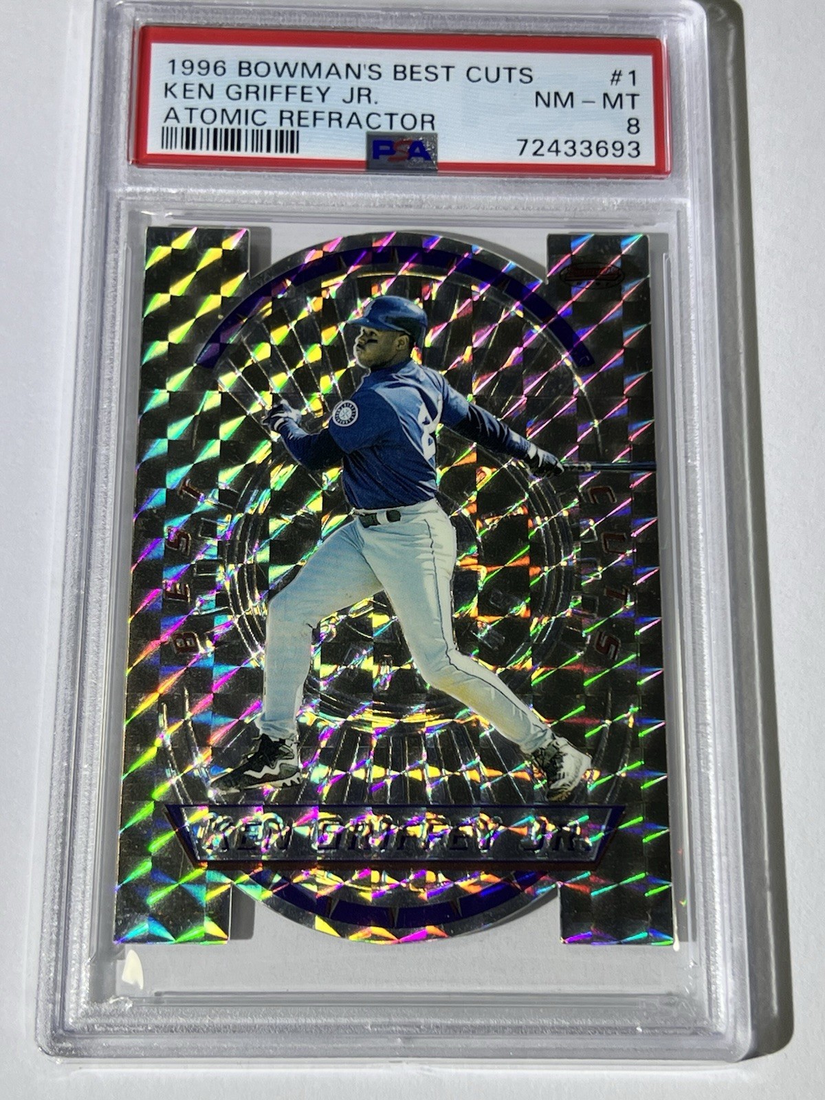 1996 Bowman\'s Best Cuts Atomic Refractor #1 Ken Griffey Jr. - PSA NM-MT 8