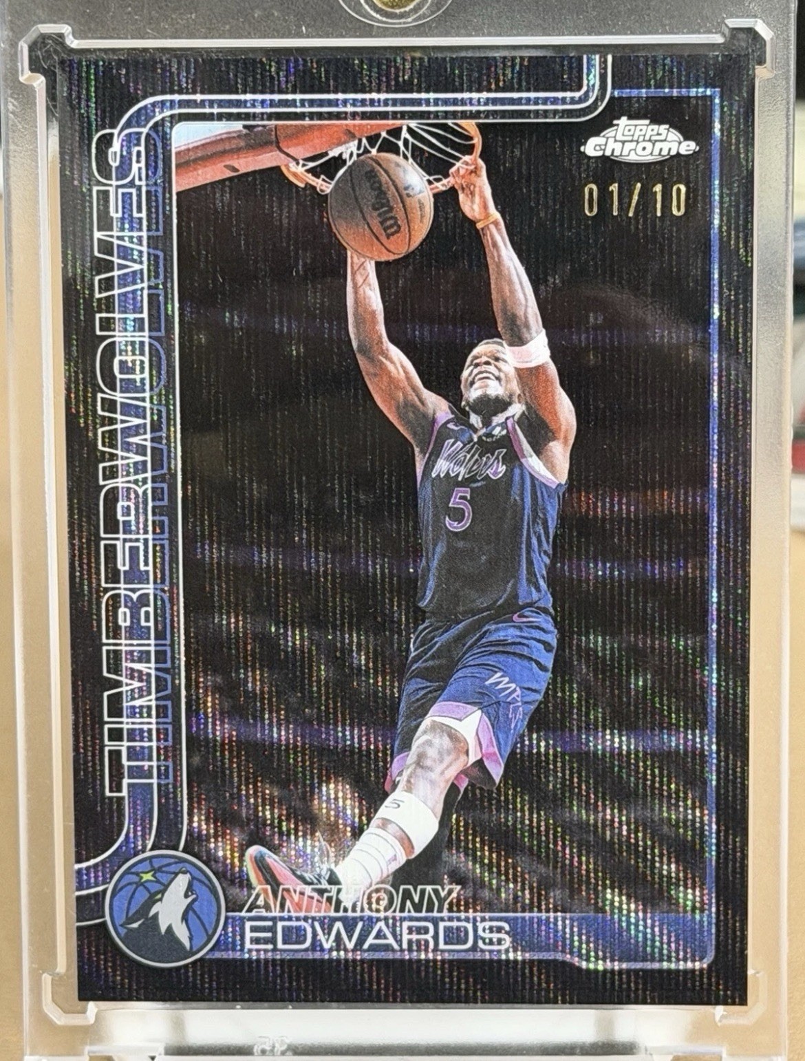 2025-26 Topps Chrome Update Anthony Edwards Black Wave /10 read desc.